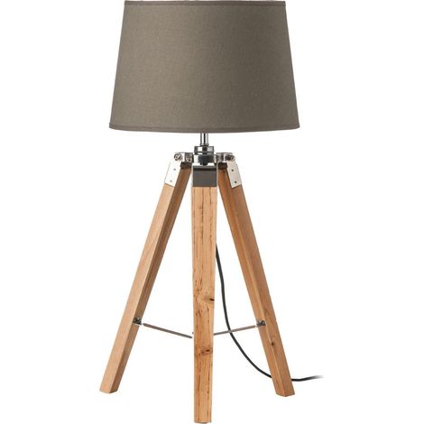 Premier Housewares Tripod Table Lamp with Light Wood Base (1/4)