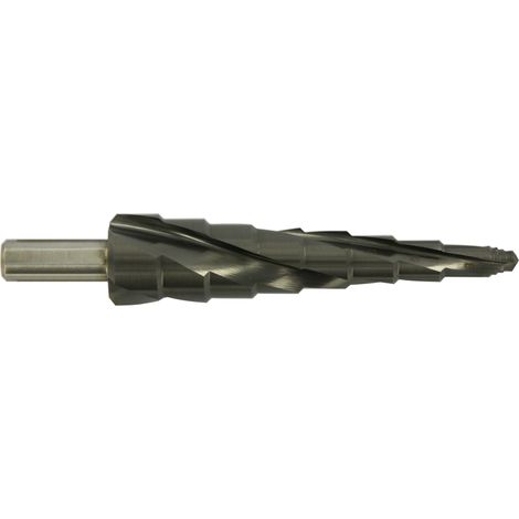 Tivoly • Foret conique étagé HSS XL -Revêtu TiAlN -Shock serie -Hélicoïdal -TSP -Queue 3 méplats (Boite brochable) / ØMin/Max : 4/30 (1/3)