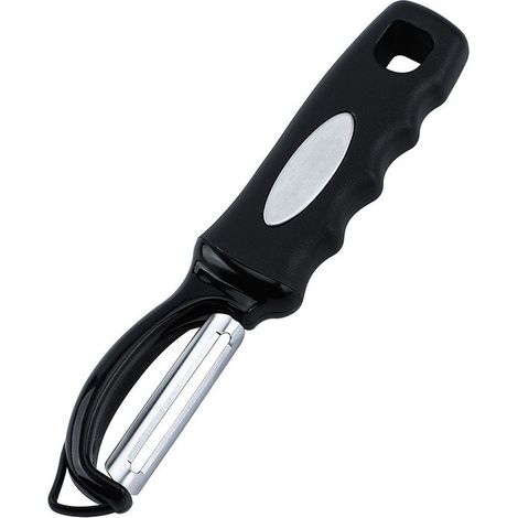 Éplucheur à fruits en acier inoxydable, noir, 19 x 3,8 cm, 1 pièce Éplucheur multifonctionnel épaissi pour la cuisine et la maison, spécialisé (1/5)