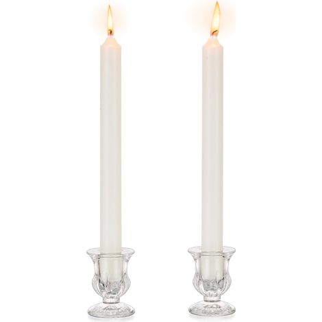 Lot de 2 bougeoirs coniques en verre, supports pour bougies, décoration mariage, Noël, intérieur. (1/5)
