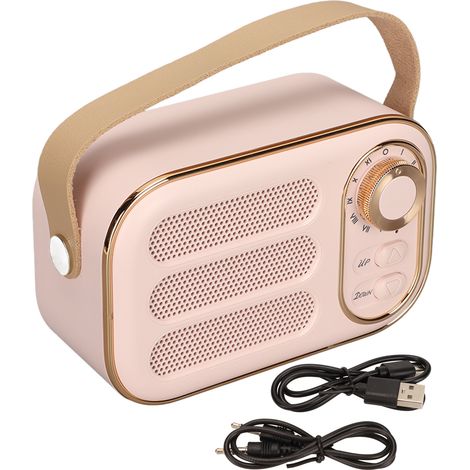 Enceinte Bluetooth Portable Stéréo Son HiFi USB Charge Rétro pour Maison Voyage Rose (1/5)