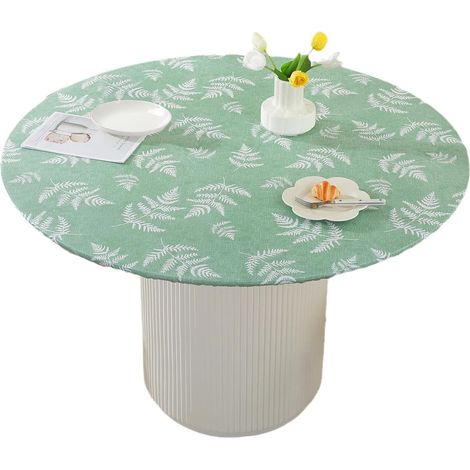 Nappe Ronde ajustée de 48 Pouces, nappes en Vinyle avec Envers en Flanelle, imperméable et résistante à l'huile, Couverture de Table à Bords élastiques, adaptée Une Table Salle Manger 35 (1/5)