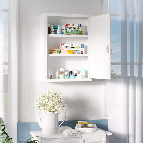 Armario botiquín 40x15x53.5 cm blanco de acero con cerradura para pared (1/5)