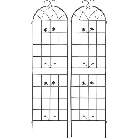 Treillis de jardin en métal, lot de 2, pour plantes grimpantes, comme brise-vue décoratif pour clôtures de jardin