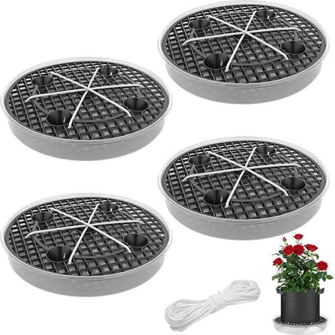Lot de 4 dessous de pot en tissu auto-arrosant - Système d'irrigation automatique - Pieds pour pot de fleurs extérieur - Pot de fleurs auto-arrosant (1/5)