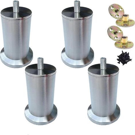 Verstellbare Möbelfüße, 4er-Pack, Edelstahl, 10 cm hoch, für Sofas, Schränke, Betten, Tische usw.