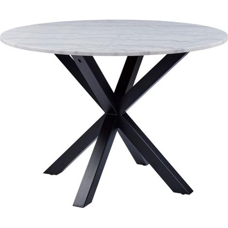 Table à manger ronde en marbre blanc L110 4 personnes - NEIVA (1/5)
