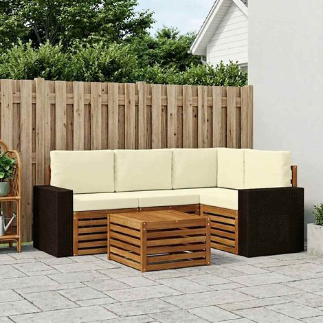 vidaXL Outdoor-Sofagarnitur 5 pcs Natur und Creme 59 x 59 x 37 cm (1/5)