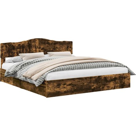Maison Exclusive - Aufbewahrungsbett Geräucherte Eiche 180 x 200