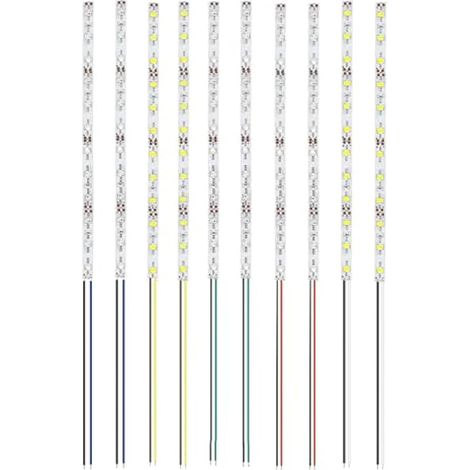 10 Pièces 200mm Pré Câblées LED SMD, Modélisme 2835 12-18V LED Bandes, Blanc/Rouge/Jaune/Bleu/Vert (1/4)