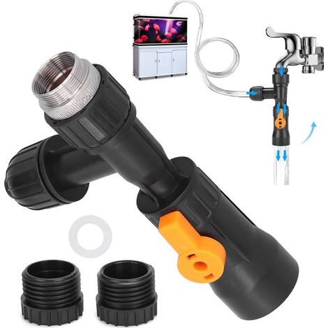 Changeur Eau Aquarium,Tbest Changeur d'eau D'aquarium Pièces sous Vide en Python Aileron Supérieur Fixer Le Robinet pour Changeur D'adaptateur de Réservoir de Poissons (1/5)