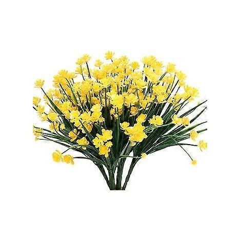 Lot de 4 bouquets de fleurs artificielles d'extérieur, résistantes aux UV et inaltérables, pour la décoration de jardin, porche ou jardinière. Plantes artificielles en plastique pour la décoration de (1/5)