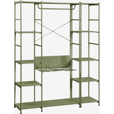 SKLUM Offenes 2-teiliges Modulares Schrank mit Eisenregal Elviah Tiefes Grün Olive                                  