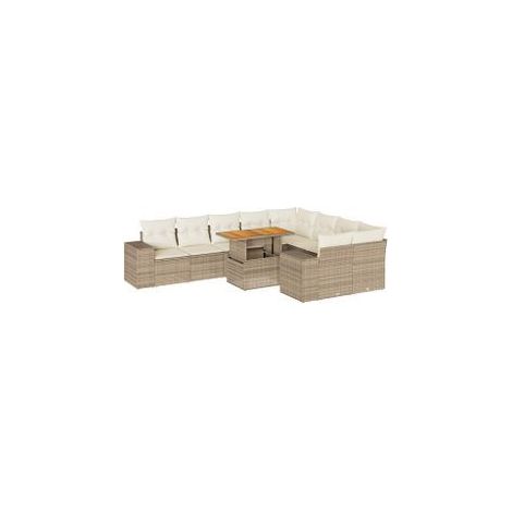 Salon de jardin avec coussins 10pcs beige résine tressée acacia (1/5)