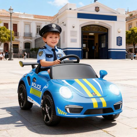 RUF CTR 3 Clubsport Auto elettrica per bambini con licenza ufficiale, telecomando, doppio motore, sirena e rotelle stabilizzatrici - Blu