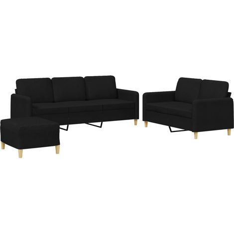 Maison Exclusive - Set di Divani 3 pz con Cuscini Nero in Tessuto