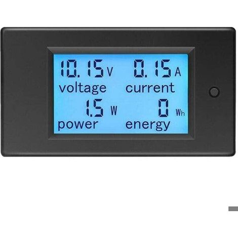 Voltmètre Ampèremètre 12V DC 6.5-100V 20A - Tensionmètre Wattmètre - Testeur Tension Courant Puissance - LCD Énergiemètre DC20A (1/4)