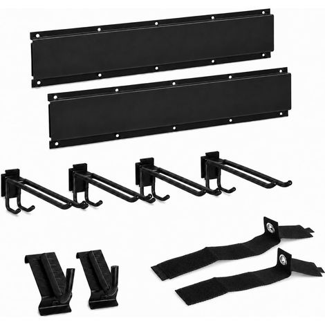 Porte-outils de jardin en acier haute résistance, support mural pour garage, étagère de rangement peu encombrante pour balai, serpillère, pelle (81 cm, 6 crochets) (1/5)