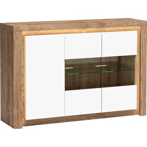 Aparador Etrmona 102 , 98x144cm, Número de puertas: 341cm, Vidrio templado, Aglomerado laminado, LED (1/5)