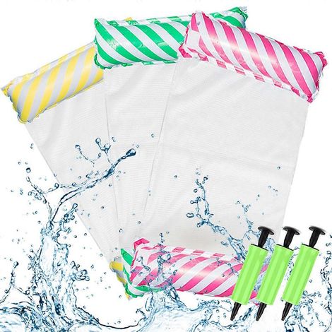 Lot de 3 hamacs gonflables flottants pour piscine, chaise longue, flotteur, idéal pour la piscine, l'extérieur et la plage - Style 4 (1/5)