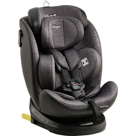 Siège-auto pivotant - BBGO - Wondersafe - Naissance à 12 ans - I-SIZE 40-150cm - ISOFIX Top tether - Gris - Fibre bambou Simili cuir