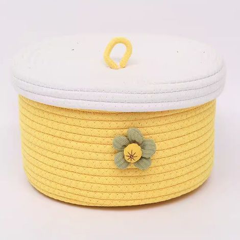 Set of 3 Round Storage Baskets with Lids, Decorative Storage Baskets, Woven Baskets for Decoration (1/5)