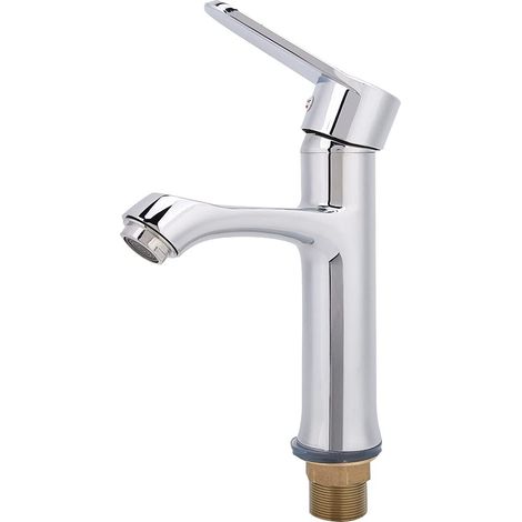 Rubinetto per lavabo da bagno a foro singolo, rubinetto da bagno in lega di rame, accessorio per lavabo da bagno.
