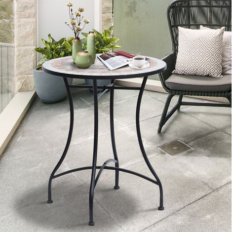 table salon balcon ronde mobile acier 60 cm orange HAVRYA (1/4)