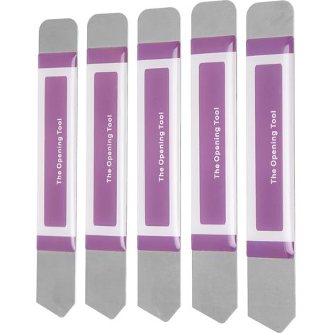 Lot de 5 outils d'ouverture professionnels, spatules métalliques ultra-minces avec poignée en caoutchouc pour appareils électroniques et téléphones. (1/5)
