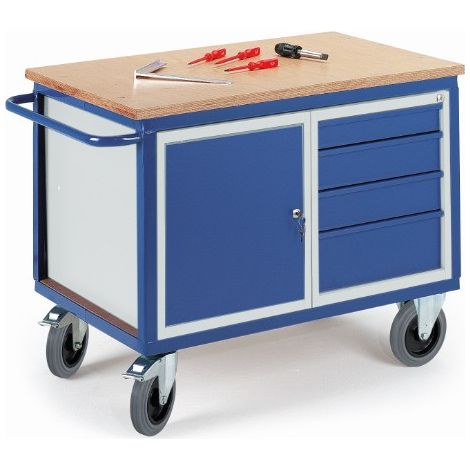 Rollcart Werkstattwagen mit Stahlschrank und 4 Schubladen 600kg Tragkraft