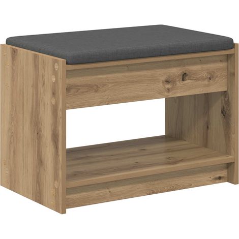 vidaXL  Hall Bench  with Cushion with Shelf Artisan Oak 63 x 38 x 45 cm
