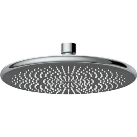 QORVA-Tête de douche italienne à effet pluie , Economie d'eau jusqu'à 40%, Raccord universel, Adapté chauffe eau instantané, ABS Chromé noir brillant, Diam 22,5 cm, chromé noir