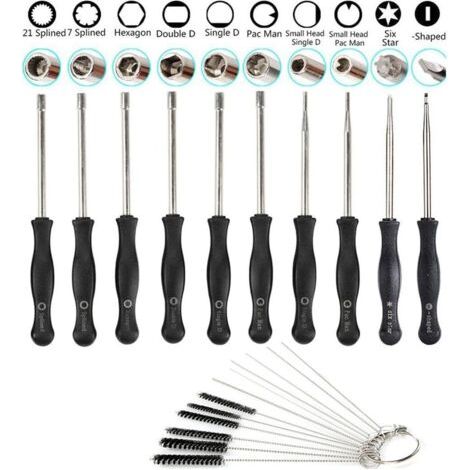 Kit de clé de réglage de carburateur Débroussailleuse et tronçonneuse,lot de 10 Outil de réglage de carburateur avec brosse de nettoyage Aiguille de carburateur (1/5)