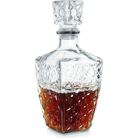Jarra de whisky de cristal con tapón de corcho, 830 ml.