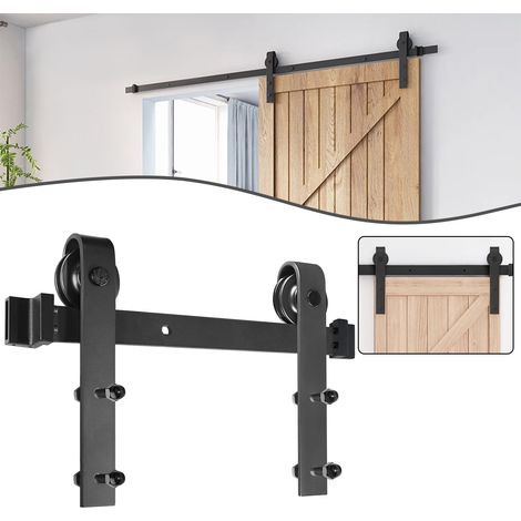 Garniture de porte coulissante Ferrure pour Système pour Portes Coulissantes avec rail de roulement Ensemble complet 200cm HENGMEI (1/5)