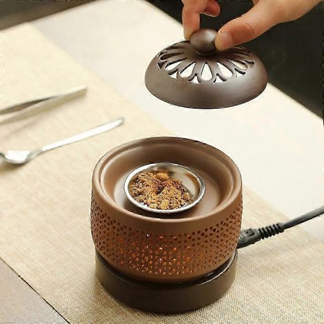 Brûleur d'encens électrique pour aromathérapie diffuseur d'huiles essentielles avec veilleuse 220 V minuterie et contrôle de la température céramique (1/5)