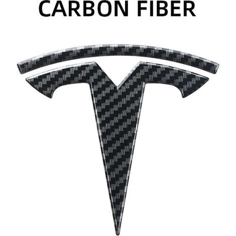 (carbone, 3 pièces avant) - Emblème avant et arrière de voiture Tesla, autocollant compatible avec les modèles Tesla, logo métallique de remplacement arrière et logos arrière noircis (1/5)