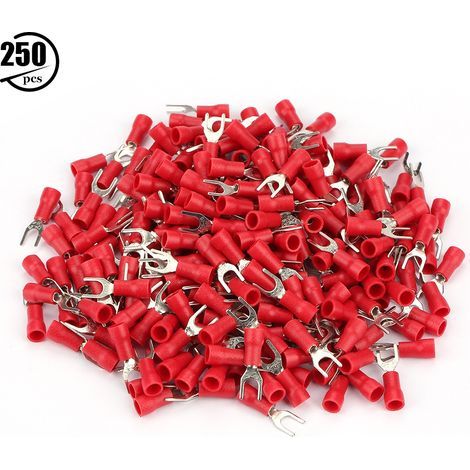 Crimp-Gabelverbinder-Set, isolierte elektrische Drahtklemmen, 250 Stück (rot) (1/5)