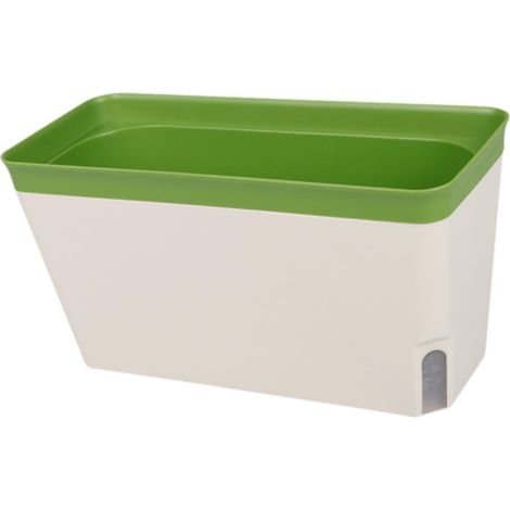 Ensemble de pots de fleurs pour rebord de fenêtre : Jardin d'herbes aromatiques moderne en plastique avec indicateur de niveau d'eau visible (1/5)