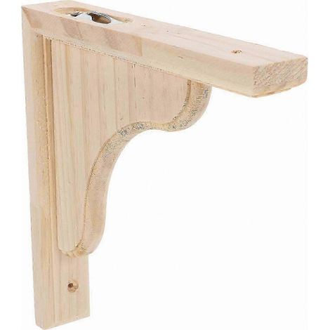 Corbeaux en bois brut : lot de 2 supports d'étagères à peindre pour armoires de cuisine, portes, comptoirs et bibliothèques (1/4)