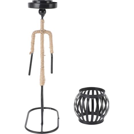 Bougeoir moderne en fer forgé, support de bougie rustique en métal, ornement artistique pour salon ou table, 7150V-08, lanterne suspendue pour filles B (1/5)