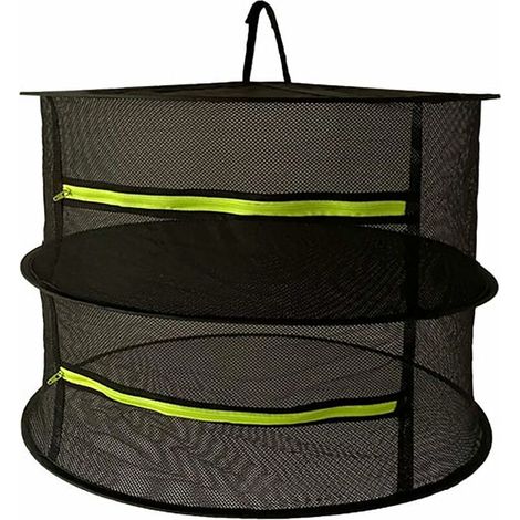 VURAHOME - Filet De Séchage Avec Fermeture Éclair 2 Couches Pliable 61 Cm X 61 Cm X 38 Cm Noir Pour Le Séchage Des Légumes, De La Viande, Des Herbes, Du Poisson, Etc. (1/5)