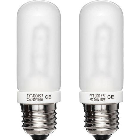 Deux ampoules halogènes dépolies à culot E27, 3700K, 150W 220-240V, adaptées à une utilisation comme ampoules pilotes pour flashs de studio (1/4)