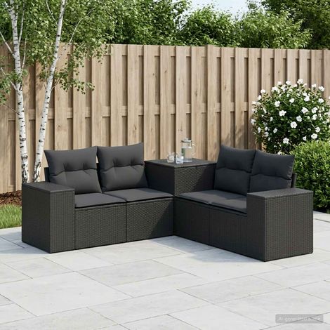 vidaXL Set di divani 5 pz Nero Rattan sintetico e Acciaio (1/5)