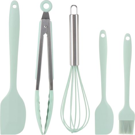 Ensemble Ustensiles Cuisine Silicone - Antiadhésif Résistant Chaleur - Pour Pâtisserie Et Cuisson Quotidienne - Lot De 5 Pièces (1/5)