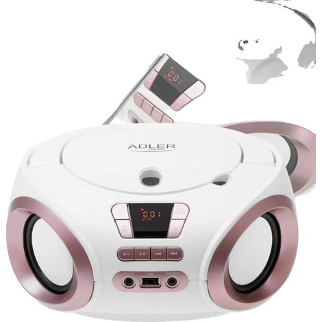 Radiocasete portátil, reproductor de CD, entrada USB y AUX, color blanco. (1/5)