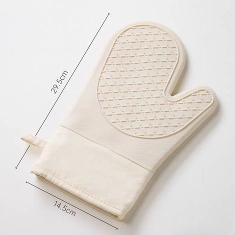 Gants de cuisine en silicone et coton épais de 29 cm (11,6 pouces) Gants résistants à la chaleur avec protection anti-brûlure pour la cuisson et la pâtisserie (Blanc, lot de 2)