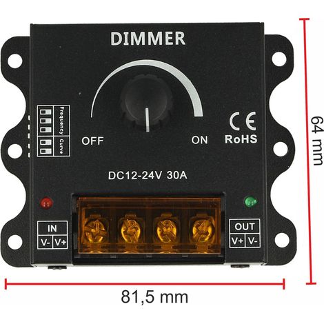 Led Dimmer PWM Manuale Con Rotella Frequenza e Curva Regolabile 12V 24V 30A DM110 (1/3)