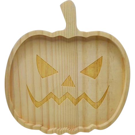 Assiette Bois Décorative Citrouille Halloween - Décoration Maison Festive, Idée Cadeau Fête (1/5)