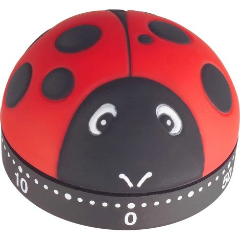 LYERCW - Horloge de cuisine analogique Coccinelle, minuteur à œufs, 38.1025, jusqu'à 60 minutes, rouge et noir